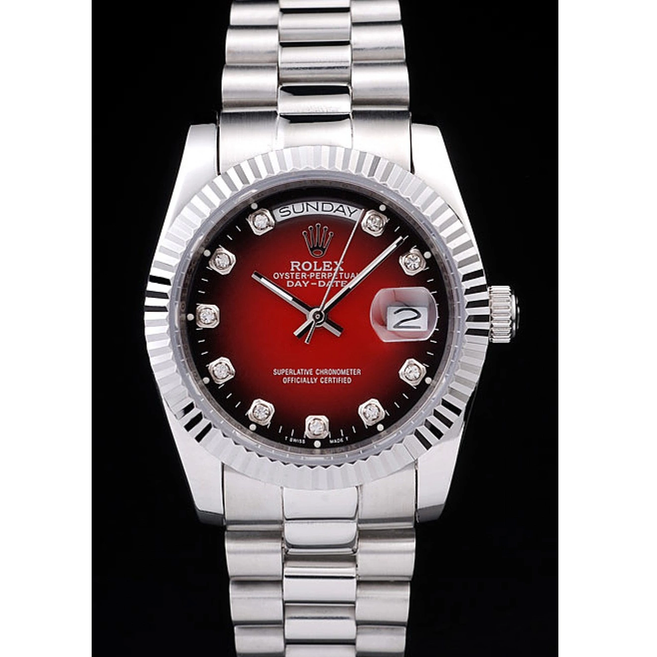 AAA Replica Watches Red Tone Stainless Rolex Polished Steel Dial Day-Date Two 0608